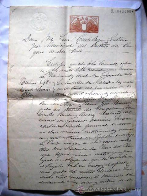 Manuscritos antiguos: CERTIFICADO DE NACIMIENTO. MADRID 1907. ENVIO GRATIS&iexcl;&iexcl;&iexcl; - Foto 1