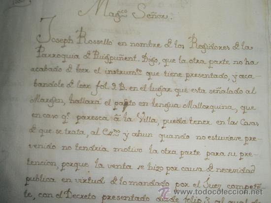 Manuscritos antiguos: MALLORCA PUIGPUNYENT CONFLICTO EDIFICAR EDIFICIOS PUBLICOS AYUNTAMIENTO PARA ESCRIBANO CIRUJANO 1758 - Foto 4