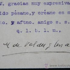 Manuscritos antiguos: CARTA FIRMADA DE ALFREDO ESCOBAR Y RAMIREZ SENADOR MARQUES VALDEIGLESIAS CRONISTA REY ALFONSO XIII. Lote 34125015