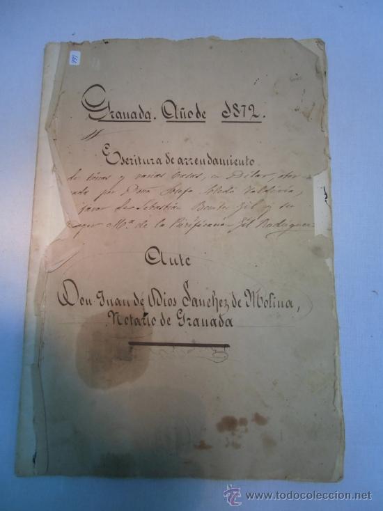 Manuscritos antiguos: escrituras de arrendamiento, Granada 1872 - Foto 1