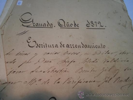 Manuscritos antiguos: escrituras de arrendamiento, Granada 1872 - Foto 2