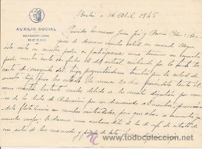 Manuscritos antiguos: Bechi: documento de auxilio social. Postguerra. 1945 - Foto 1