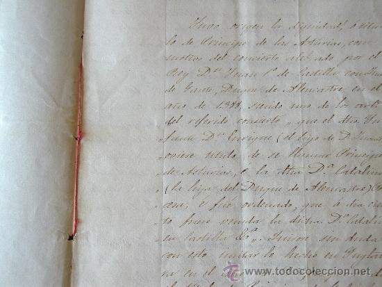 Manuscritos antigos: Escrito en &eacute;poca de ISABEL 2&ordf; sobre el origen del T&iacute;tulo de Pr&iacute;ncipe de Asturias. Raro manuscrito.