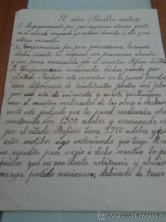 Manuscritos antiguos: Manuscrito de una discursion sobre una pared de adobes - Foto 1