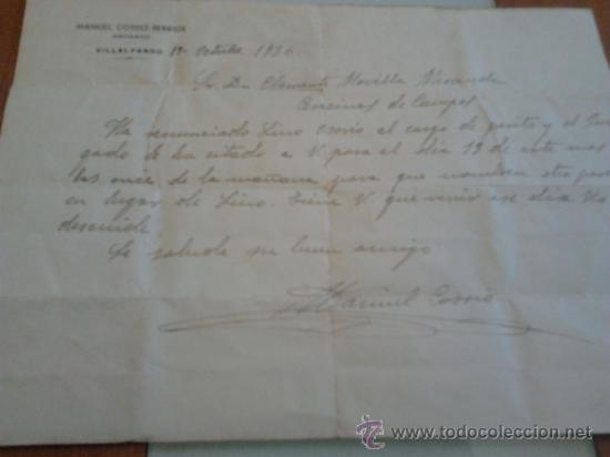 Manuscritos antiguos: Carta manuscrita de un abogado en 1936 - Foto 1