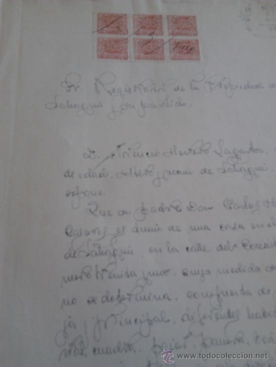 Manuscritos antiguos: Manuscrito de 1944 de 6 paginas con 21 sellos en interior - Foto 1