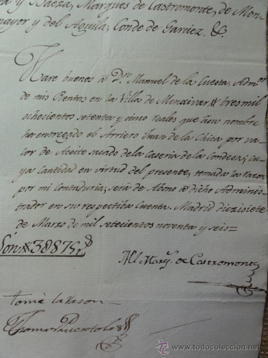 Manuscritos antiguos: PAGO DE ACEITE MENJIBAR - Foto 1