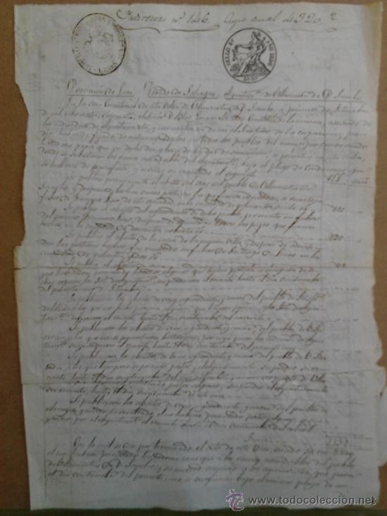 Manuscritos antiguos: Manuscrito de 1850 de 4 paginas y sellos - Foto 1