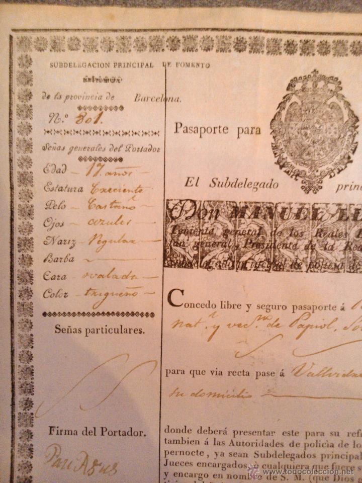 Manuscritos antiguos: PASAPORTE INTERNO DE 1834 (30X21) - Foto 2