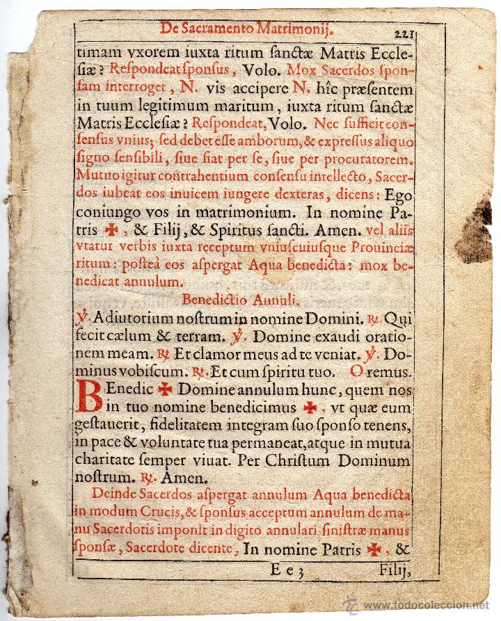 Manuscritos antiguos: Hoja de un &lsquo;Rituale Romanum&rsquo; \ M&uacute;nich (1682) - Foto 1