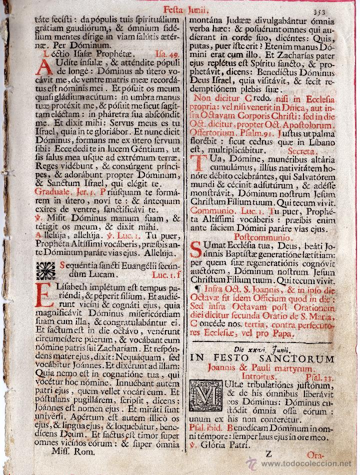 Manuscritos antiguos: Hoja de un &lsquo;Misale Romanum&rsquo; \ Budapest (1752) - Foto 1