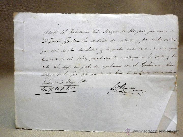 Manuscritos antiguos: RECIBO, DOCUMENTO ANTIGUO, MANUSCRITO, 1850, 22 X 16 CM - Foto 1