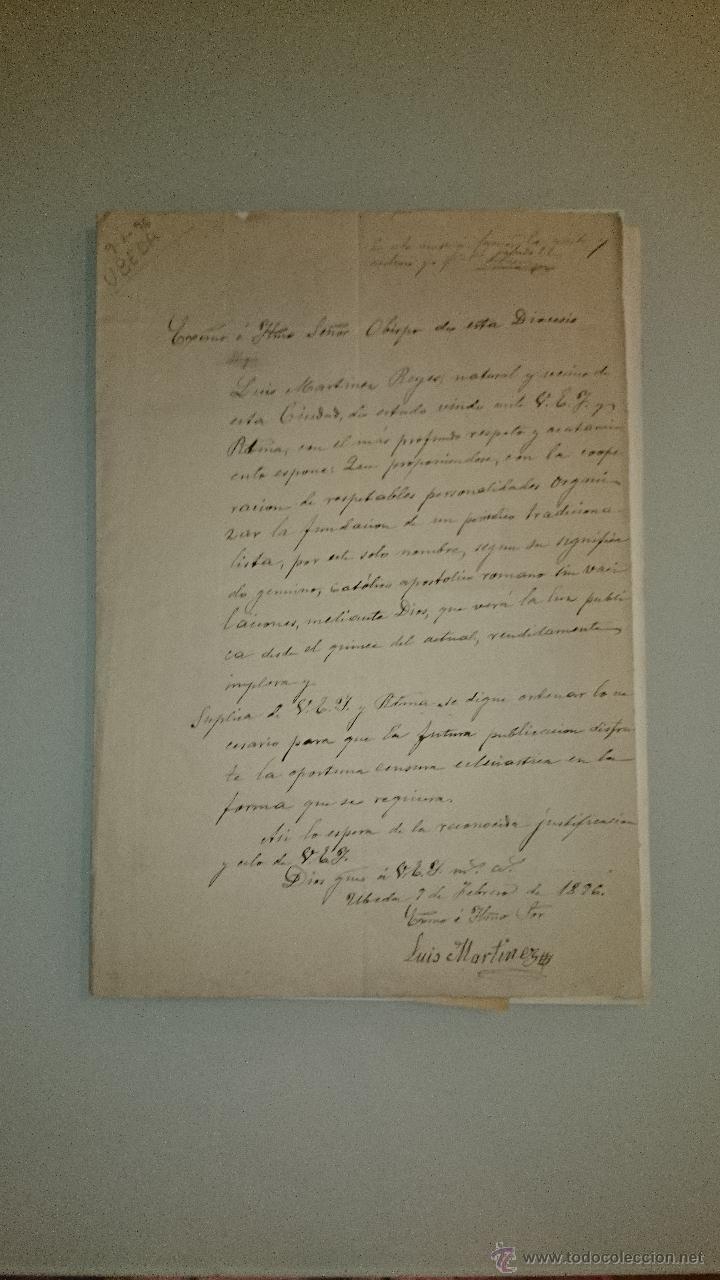 Manuscritos antiguos: &Uacute;BEDA JA&Eacute;N MANUSCRITOS CARLISMO 1896 - Foto 1
