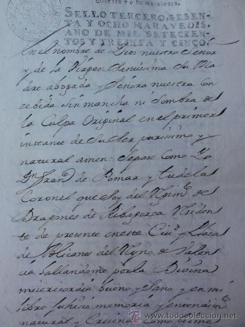 Manuscritos antiguos: Testamento Coronel Pomar - Foto 1