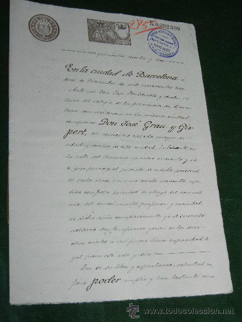 Manuscritos antiguos: DOCUMENTO NOTARIAL PODER NOTARIA DE JOSE FONTANALS Y ARATER, BARCELONA, 1903 - Foto 1