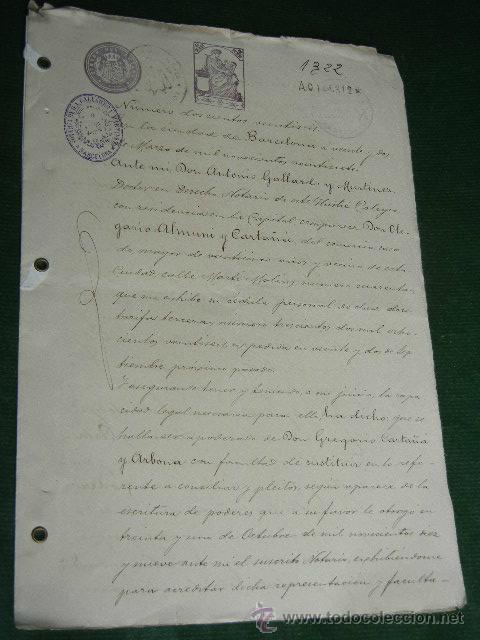 Manuscritos antiguos: DOCUMENTO NOTARIAL PODER NOTARIA DE ANTONIO GALLARDO Y MARTINEZ, BARCELONA, 1929 - Foto 1