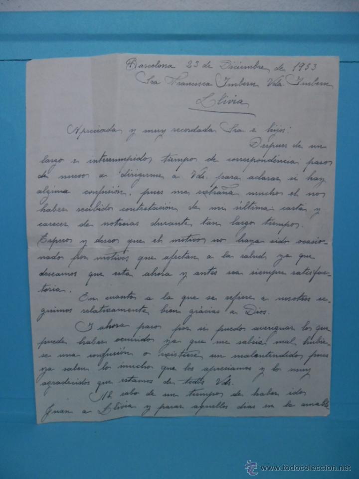 Manuscritos antiguos: CARTA MANUSCRITA - 1953 - LLIVIA - - Foto 1