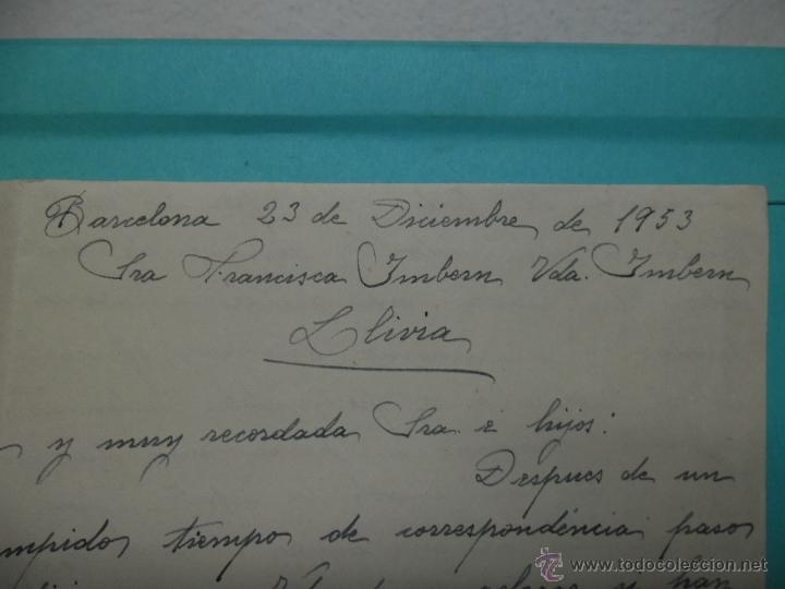 Manuscritos antiguos: CARTA MANUSCRITA - 1953 - LLIVIA - - Foto 2