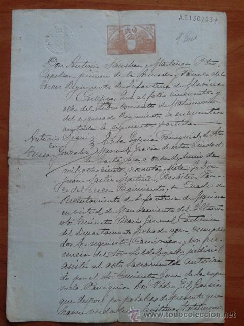 Manuscritos antigos: 1905 DOCUMENTO REALIZADO POR EL CAPELLAN PRIMERO - CARTAGENA