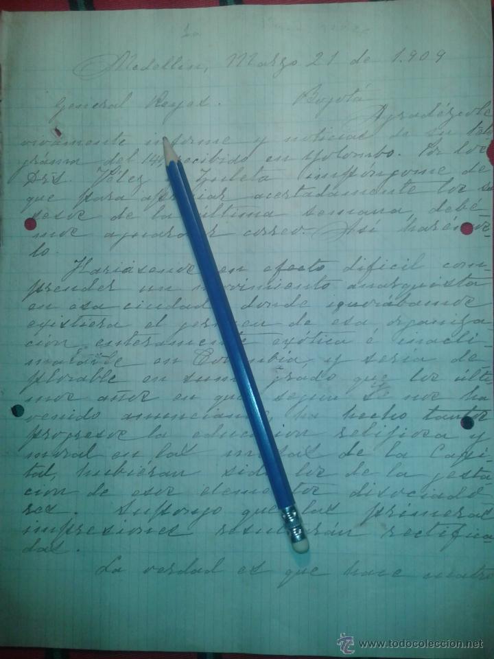 Manuscritos antiguos: RETI. IMPORTANTE CARTA MANUSCRITA DE PEDRO NEL OSPINA, PRESIDENTE COLOMBIA. MEDELLIN 1909