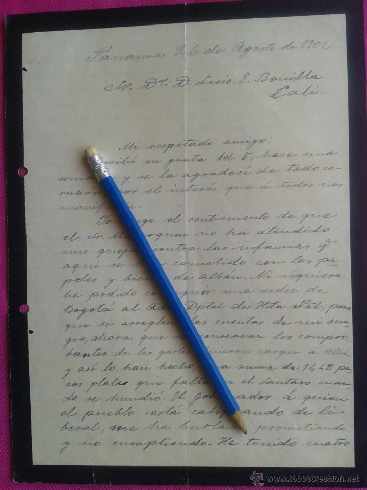 Manuscritos antiguos: CARTA. ELADIO VALDENEBRO, YERNO DE CARLOS ALBAN, A LUIS ENRIQUE BONILLA. GRAN CONTENIDO. PAPEL LUTO.