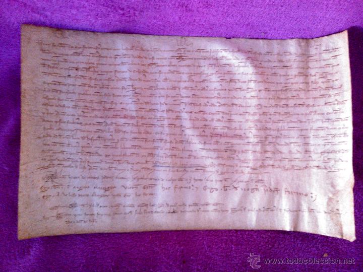 Manuscrits anciens: PERGAMINO MANUSCRITO, DONACION DE TIERRAS POR D. FARRER DE CARRERAS, VIC 1288