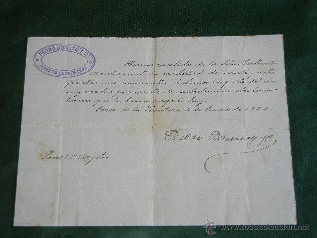 Manuscritos antiguos: RECIBO DE PEDRO DOMECQ Y CIA - 1924 - Foto 1