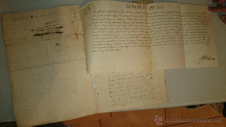 Manuscritos antiguos: BREVE DE BENEDICTO XIII - OSMA SORIA - MANUSCRITO EN VITELA - 1725