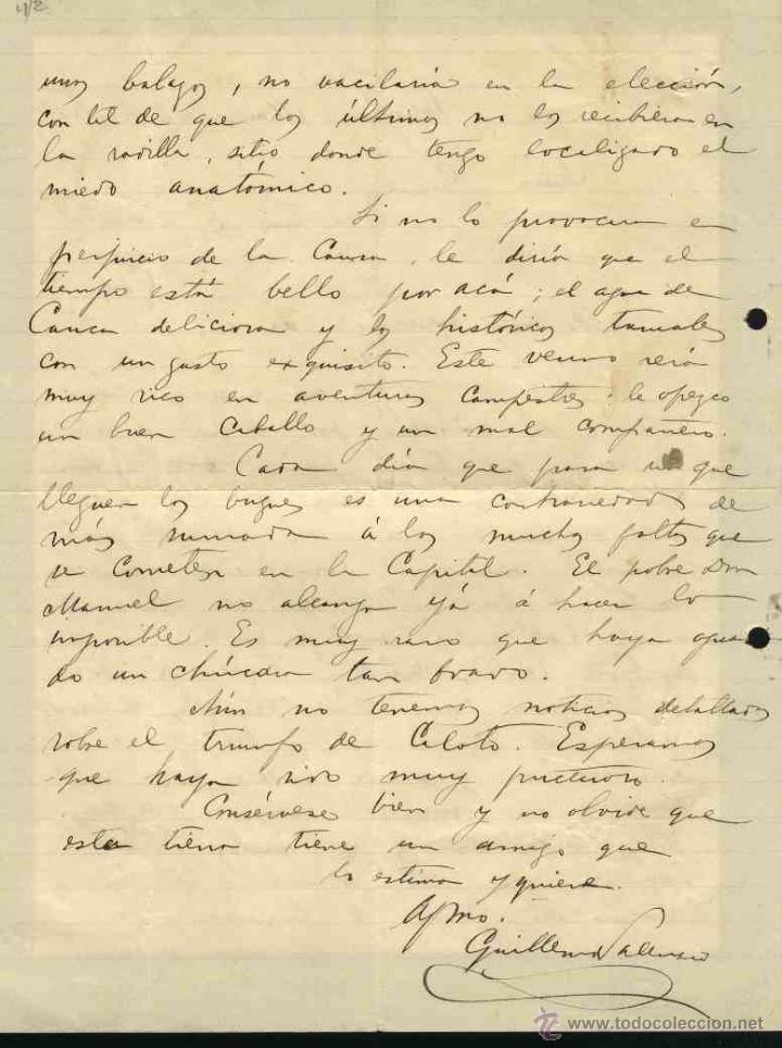 Manuscritos antiguos: COLOMBIA. CARTA DEL POETA GUILLERMO VALENCIA, A GRAL. LUIS E. BONILLA. POPAYAN A CALI, 13/5/1902