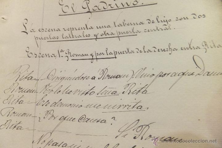 Manuscritos antiguos: Manuscrito El Padrino c&oacute;mico dram&aacute;tico  de Bartolom&eacute; Sacristan 1903 - Foto 4