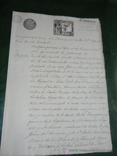 Manuscrits anciens: PARTIDA DE BAUTISMO PARROQUIAL DE STA. M&ordf; MAGDALENA DE SEVILLA 1892