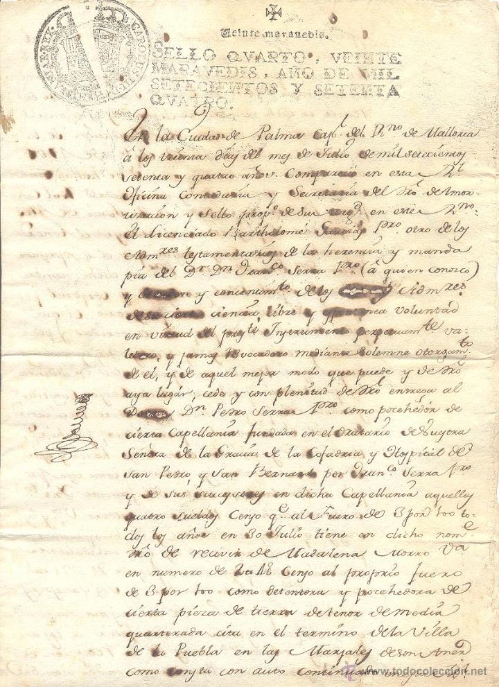 Manuscritos antiguos: DOCUMENTO DE DOS HOJAS DEL A&Ntilde;O 1774 RELATIVO A MALLORCA - Foto 2
