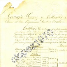 Manuscritos antiguos: OCAÑA, TOLEDO, 1877, CERTIFICADO AYUNTAMIENTO FONDOS RECAUDADOS POR LA VILLA, RARISIMO