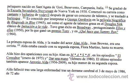 Manuscritos antiguos: SIGNED, AUTOGRAPH. FIRMA. ROBERT ALDA ACTOR . LEER - Foto 3