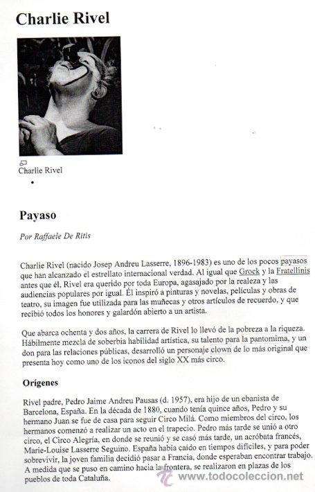 Manuscritos antiguos: SIGNED. AUTOGRAPH. FIRMA. CHARLIE RIVEL, PAYASO - Foto 2