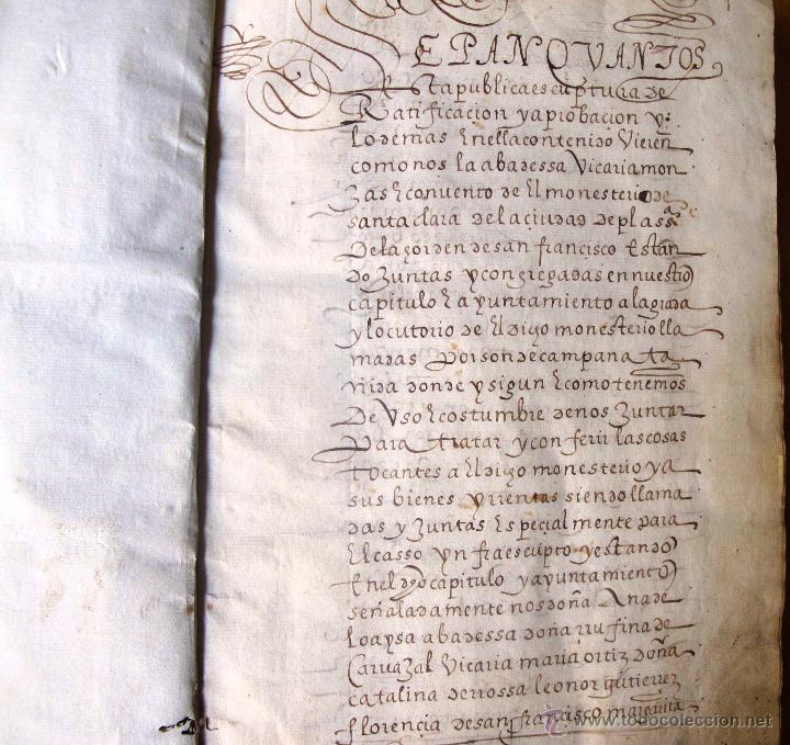Manuscritos antiguos: CAPITULO IMPORTANTE Y DECISIVO EN EL CONVENTO DEL MONASTERIO DE SANTA CLARA DE PLASENCIA. - Foto 3