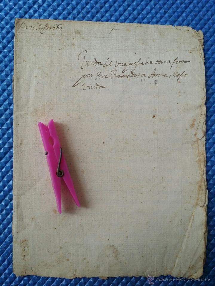 Manuscritos antigos: Venta de una vesana de tierra el 16-7-1664: (en latin) : 8 paginas del Siglo XVII (17) &iquest;La quieres?