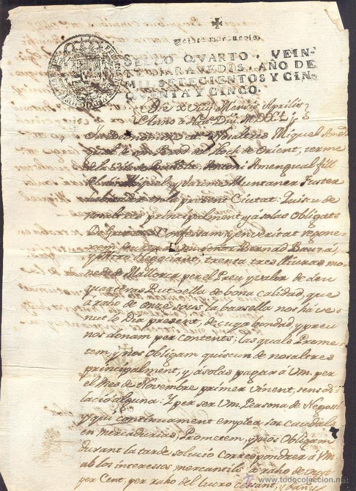 Manuscritos antiguos: 1754 DOCUMENTO RELATIVO A ORIENT BU&Ntilde;OLA MALLORCA UNA HOJA - Foto 1