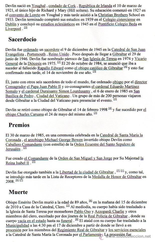 Manuscritos antiguos: SIGNED,AUTOGRAPH,FIRMA, BERNARD PATRICK DEVLIN,OBISPO DE LA DIOCESIS DE GIBRALTAR.LEER. - Foto 3