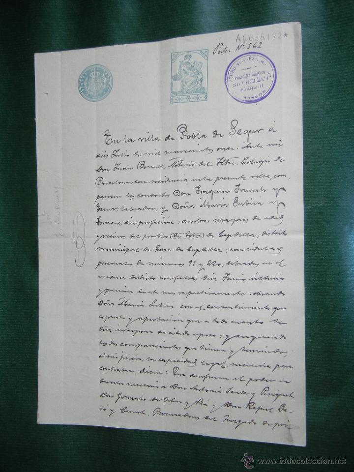 Manuscritos antiguos: DOCUMENTO NOTARIAL PODER NOTARIA DE JUAN BORRELL I DE GERALT, POBLA DE SEGUR, 1911 - Foto 1