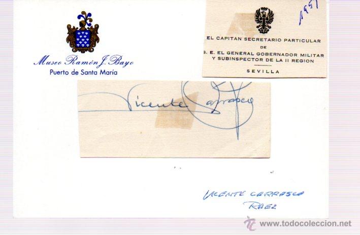Manuscritos antiguos: SIGNED,AUTOGRAPH,FIRMA,CAPITAN VICENTE CARRASCO PAEZ. LEER. - Foto 1