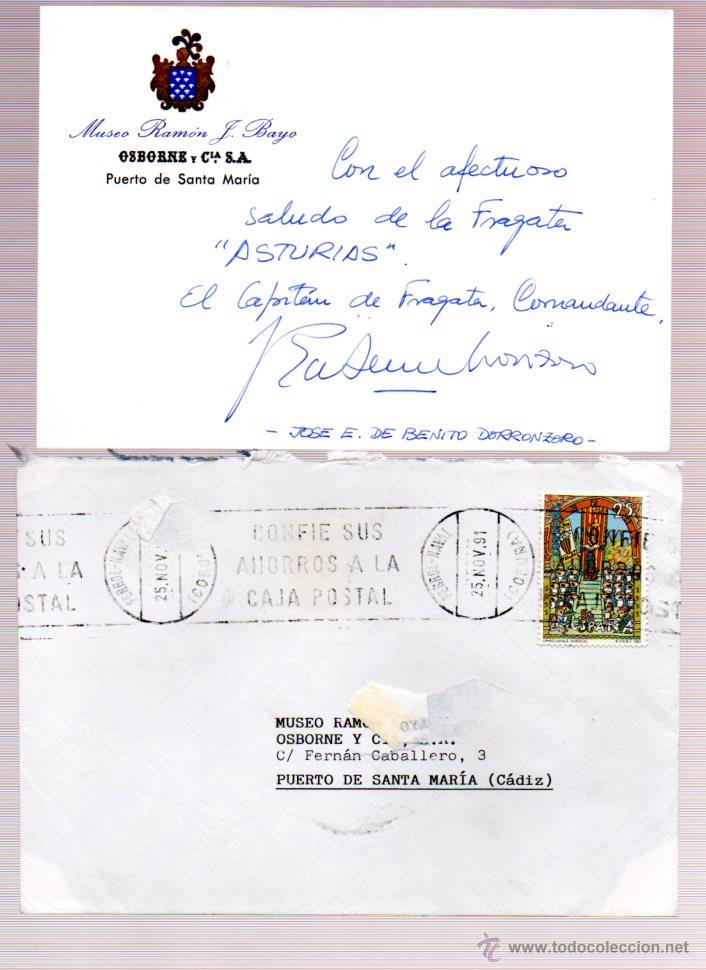 Manuscritos antiguos: SIGNED,AUTOGRAPH,FIRMA, ALMIRANTE JOSE E. DE BENITO DORRONZARO ,LEER. - Foto 1