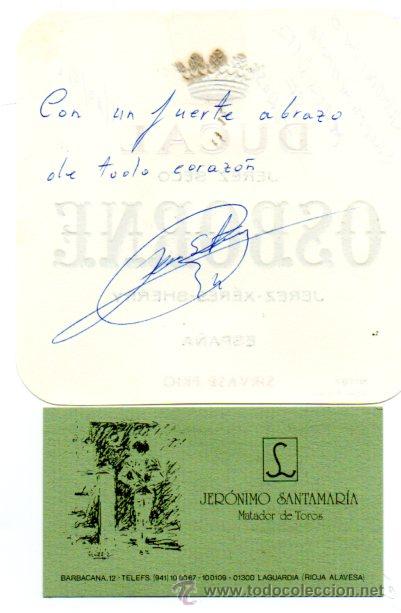 Manuscritos antiguos: SIGNED,AUTOGRAPH,FIRMA,JERONIMO SANTAMARIA,TORERO, VER GOOGLE. - Foto 1