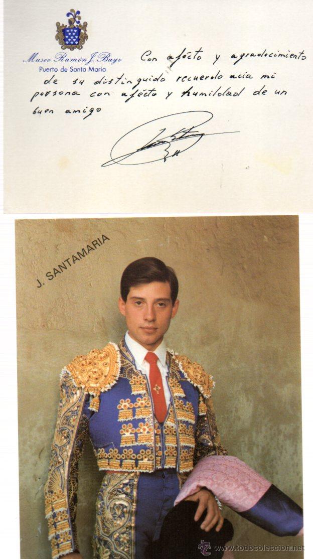 Manuscritos antiguos: SIGNED,AUTOGRAPH,FIRMA,JERONIMO SANTAMARIA,TORERO, VER GOOGLE. - Foto 1