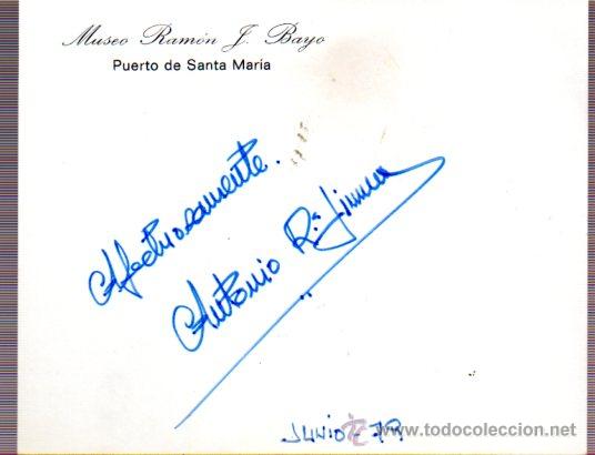 Manuscritos antiguos: SIGNED,AUTOGRAPH,FIRMA, ANTONIO RAMON JIMENEZ,TORERO.VER GOOGLE. - Foto 1