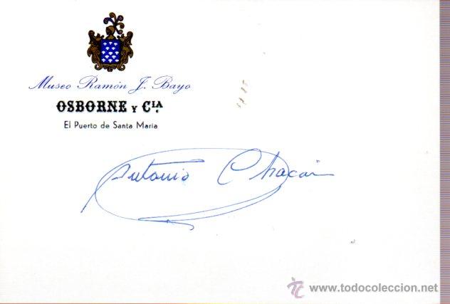 Manuscritos antiguos: SIGNED,AUTOGRAPH,FIRMA,ANTONIO CHACON,TORERO.VER GOOGLE. - Foto 1