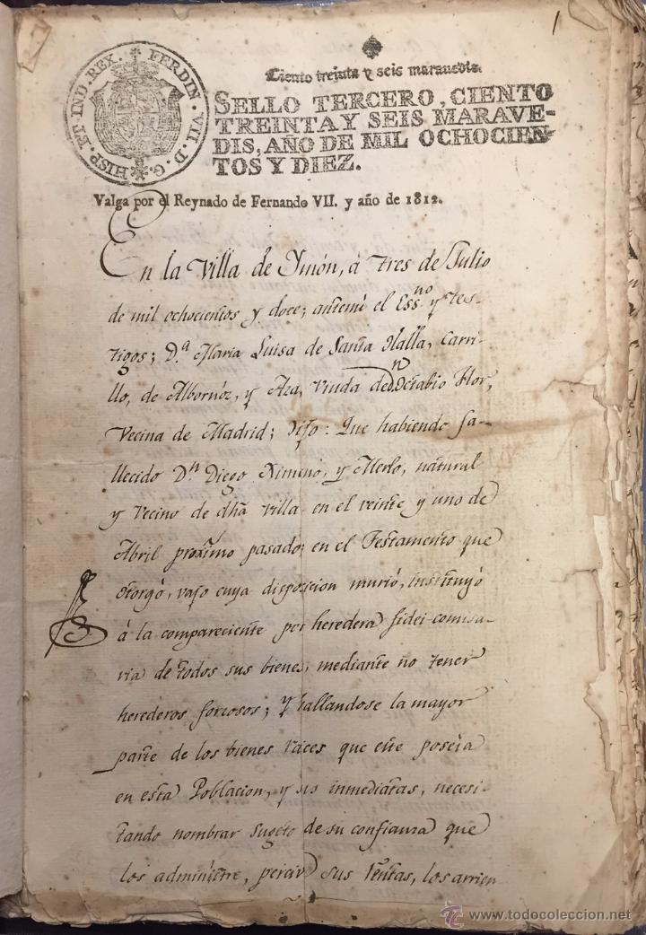 Ancient Manuscripts: IMON. GUADALAJARA. Posesi&oacute;n de los Bienes Vinculados por D. Faustino Medina y D&ordf; Maria Josefa Aznar.