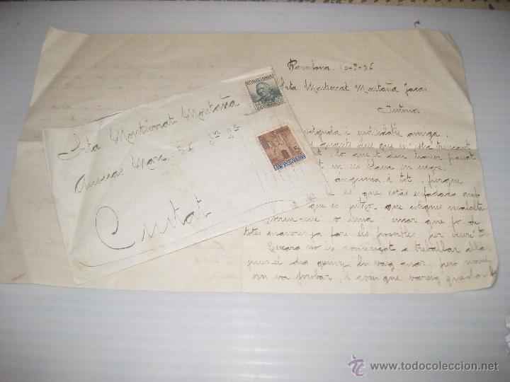 Manuscritos antiguos: Carta en catal&aacute;n 1936 2 sellos - Foto 1