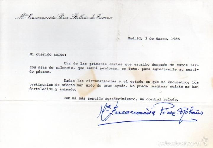 Manuscritos antiguos: SIGNED,AUTOGRAPH,FIRMA,ENCARNACION PEREZ RELA&Ntilde;O .VER GOOGLE. - Foto 1