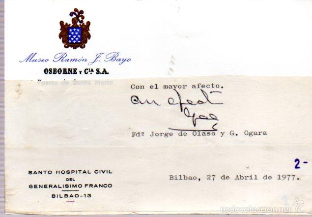 Manuscritos antiguos: SIGNED,AUTOGRAPH,FIRMA,JORGE DE OLASO Y G. OGARA, VER GOOGLE. - Foto 1
